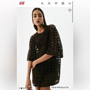H&M Brown Crochet Swim Coverup